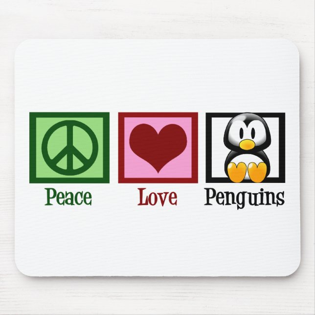 Tapis De Souris Peace Love Penguins (Devant)