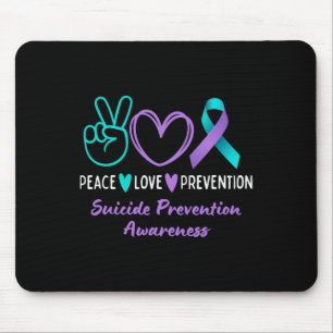 Tapis De Souris Peace Love Prévention Suicide Sensibilisation Turq