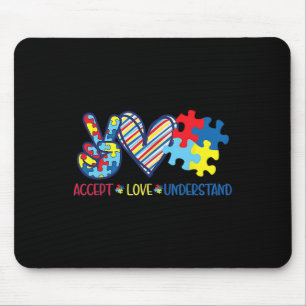 Tapis De Souris Peace Love Ribbon Sensibilisation sur l'autisme Ac