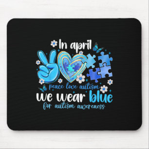 Tapis De Souris Peace Love Sensibilisation sur l'autisme En Avril