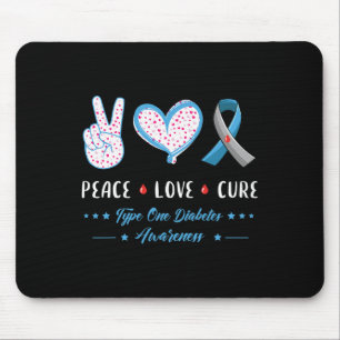 Tapis De Souris Peace Love Type One Diabetes Sensibilisation Homme