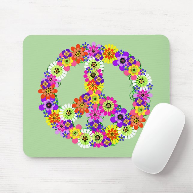 Tapis De Souris Peace Sign Floral (Avec souris)