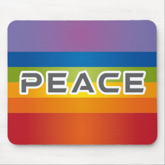 Tapis De Souris Peace Word Letters - Flag on Rainbow Background