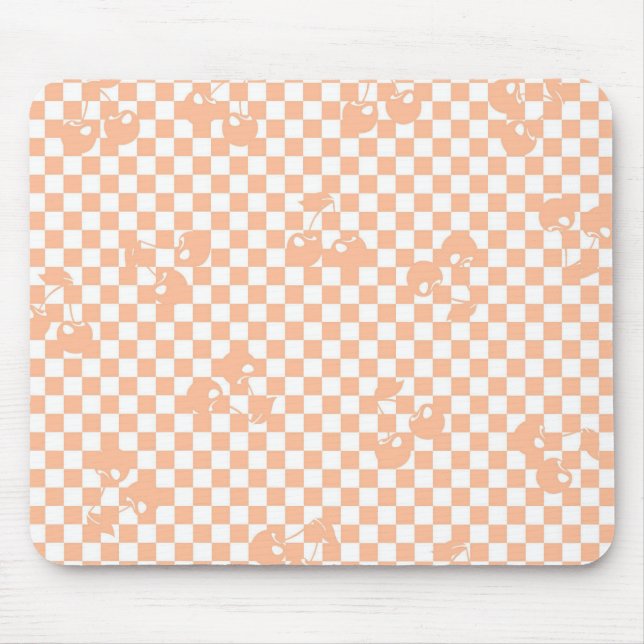 Tapis De Souris Peach Fuzz Cherry En vichy Motif (Devant)