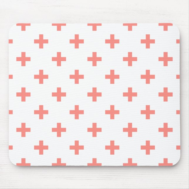 Tapis De Souris Peach polka croise sur blanc (Devant)