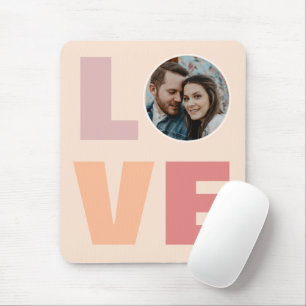 Tapis De Souris Peach Valentines Day Love Typographie Photo