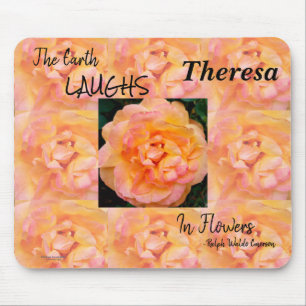 Tapis De Souris Peach Yellow Pink Blend Rose Flower Photo