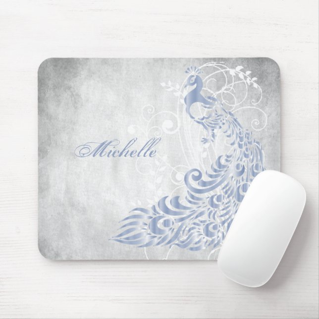 Tapis De Souris Peacock bleu clair Mousepad personnalisé (Avec souris)