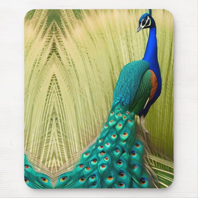 Tapis De Souris Peacock bleu dans l'herbe (Devant)