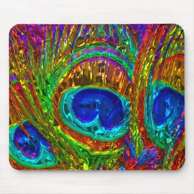 Tapis De Souris Peacock Plumes Verre Art 1 Mousepad (Devant)