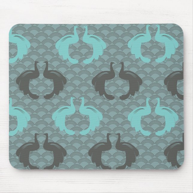 Tapis De Souris PEACOCKS en AQUA & GRAY Mousepad (Devant)