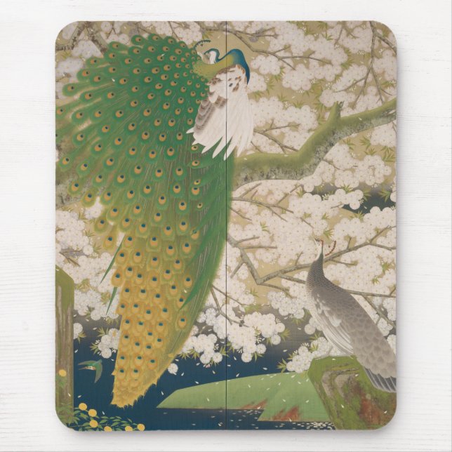 Tapis De Souris Peacocks et cerisier (1925) (Devant)