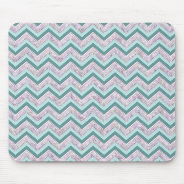 Tapis De Souris Pearl Floral Turquoise ZigZag Motif (Devant)