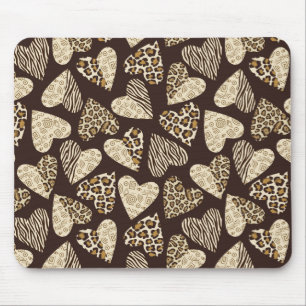 Tapis De Souris Peau d'animal avec des coeurs