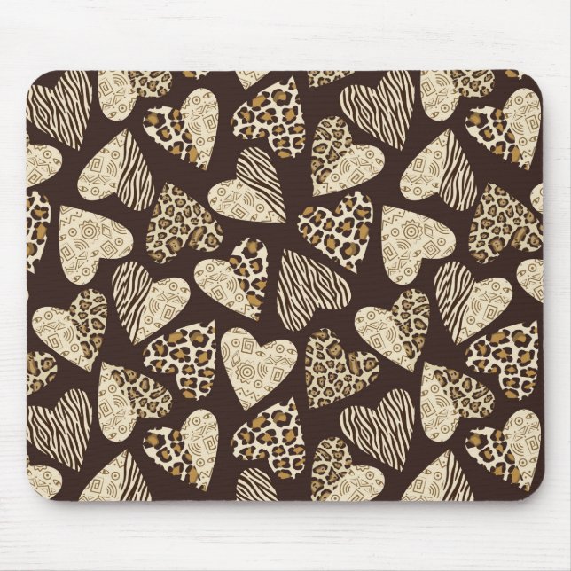 Tapis De Souris Peau d'animal avec des coeurs (Devant)