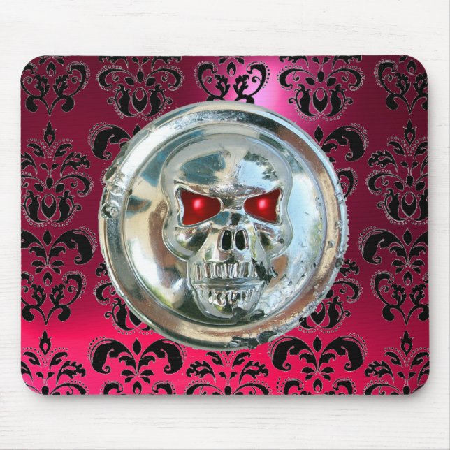 Tapis De Souris PEAU DE CHROME, Damas, Rubis rouge rose (Devant)