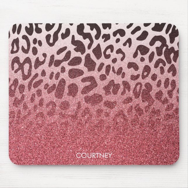 Tapis De Souris Peau léopard de Parties scintillant rose (Devant)