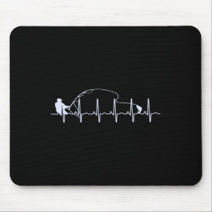 Tapis De Souris Pêche à la mouche Battement de coeur Poisson Pêche