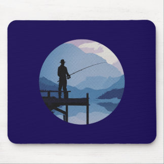 Tapis De Souris Pêche au crépuscule bleu matin