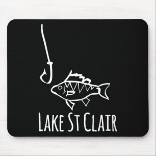 Tapis De Souris Pêche au lac St Clair Michigan Poisson avec croche