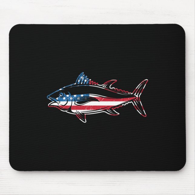 Tapis De Souris Pêche au thon Drapeau américain Thon rouge géant P (Devant)