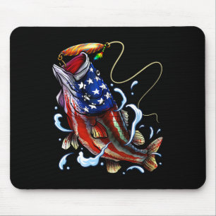 Tapis De Souris Pêche Byss Poisson Drapeau Américain Papa Père Qua