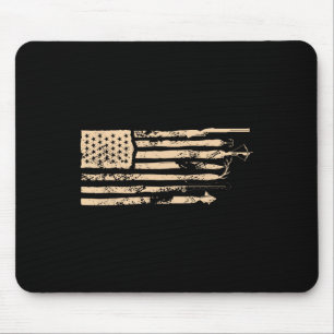 Tapis De Souris Pêche Drapeau Américain Usa Vintage Pêche Pêcheur