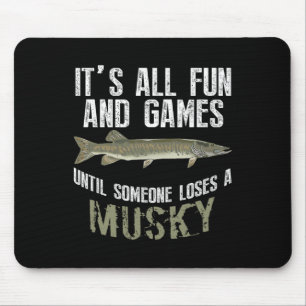 Tapis De Souris Pêche drôle de musky maskinongé poisson d'eau douc