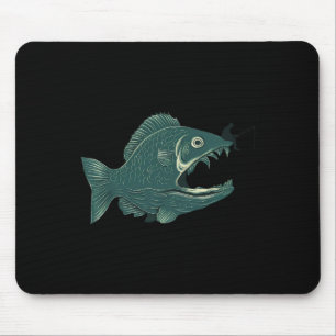 Tapis De Souris Pêche drôle gros poisson drôle avec pêcheur pêche