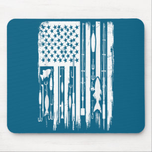 Tapis De Souris Pêche en plein air Drapeau américain Pêcheur Amate