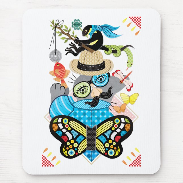 Tapis De Souris Pêche et lunettes de nez (Remake) (Devant)