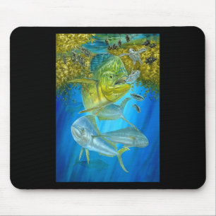 Tapis De Souris Pêche jolie mahi mahi poisson thon et tortue