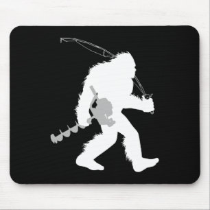 Tapis De Souris Pêche sur glace de Bigfoot Yéti avec foreuse A