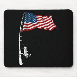 Tapis De Souris Pêche vintage Bâton Drapeau américain Drôle Funny