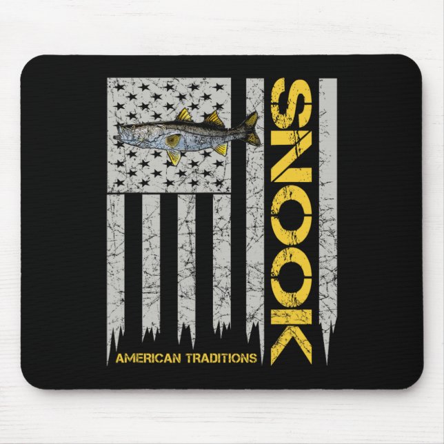 Tapis De Souris Pêcheur de Snook - Drapeau Américain de Style Vint (Devant)