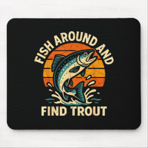 Tapis De Souris Pêcheur de truite vintage autour et trouver Pêcheu