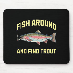 Tapis De Souris Pêchez autour et trouvez une truite drôle fumant u