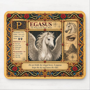 Tapis De Souris Pégase, Art de Bestiaire Médiéval