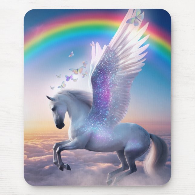 Tapis De Souris Pégase avec arc-en-ciel (Devant)