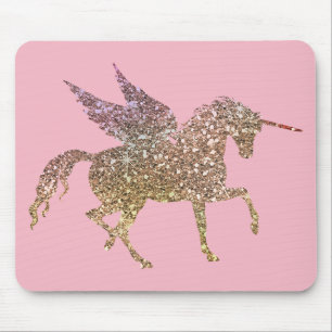Tapis De Souris Pégase Cheval Licorne Pailleté Strass Or Tendance
