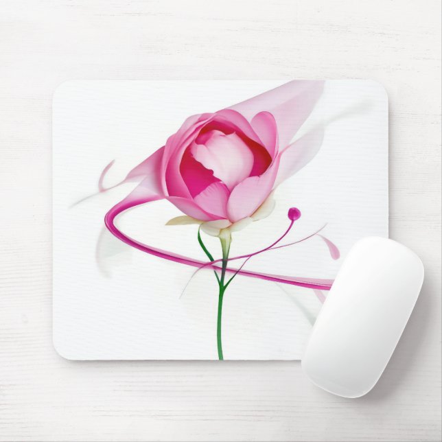 Tapis De Souris Peine rose Bud Peinture Abstraite (Avec souris)