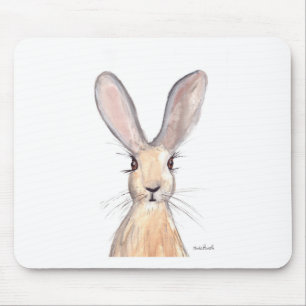 Tapis De Souris Peinture à l'aquarelle de lièvre