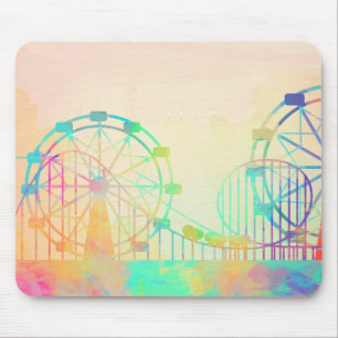 Tapis De Souris Peinture à l'aquarelle roue de Ferris art de la fo
