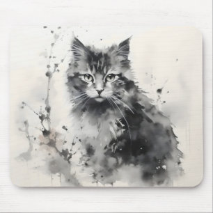 Tapis De Souris Peinture à l'encre de chaton