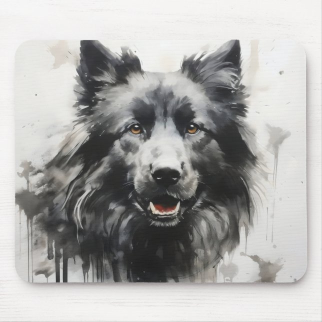 Tapis De Souris Peinture à l'encre de chien (Devant)