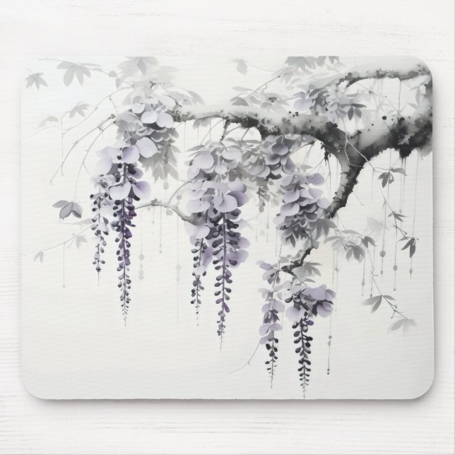 Tapis De Souris Peinture à l'encre de fleurs de bactéries (Devant)