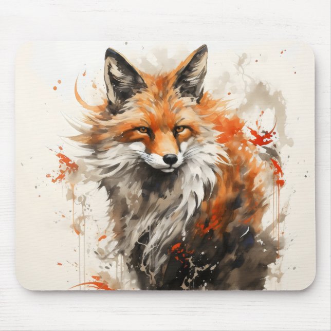 Tapis De Souris Peinture à l'encre de renard (Devant)
