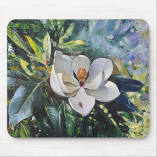 Tapis De Souris Peinture à l'huile de fleur de magnolia sur l'harm