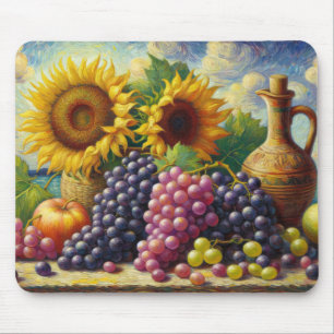 Tapis De Souris Peinture à l'huile de raisin et de tournesol
