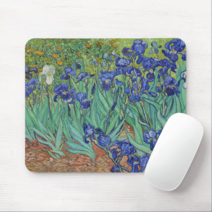 Tapis De Souris Peinture à l'huile florale Irises bleus célèbres d